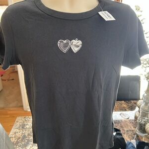 Old Navy Black Short Sleeve Tee with Heart Detail